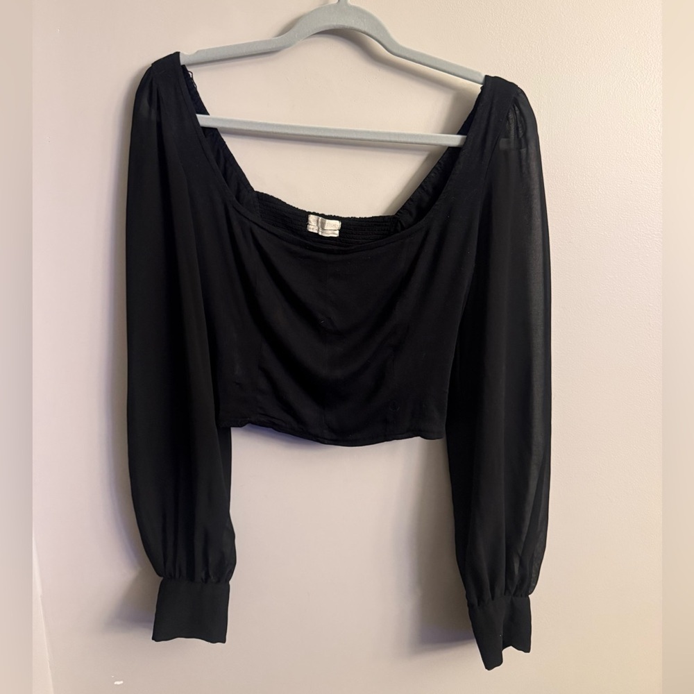 Urban Outfitters Black Blouse with Draped Neckline